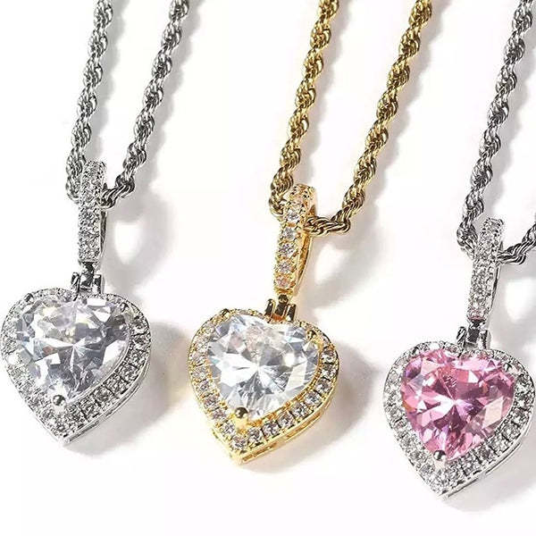 CZ Heart Shaped Pendant Personalized Birthstone Heart Necklace-silviax