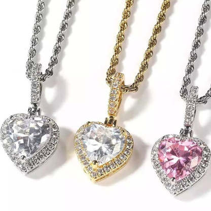 CZ Heart Shaped Pendant Personalized Birthstone Heart Necklace-silviax