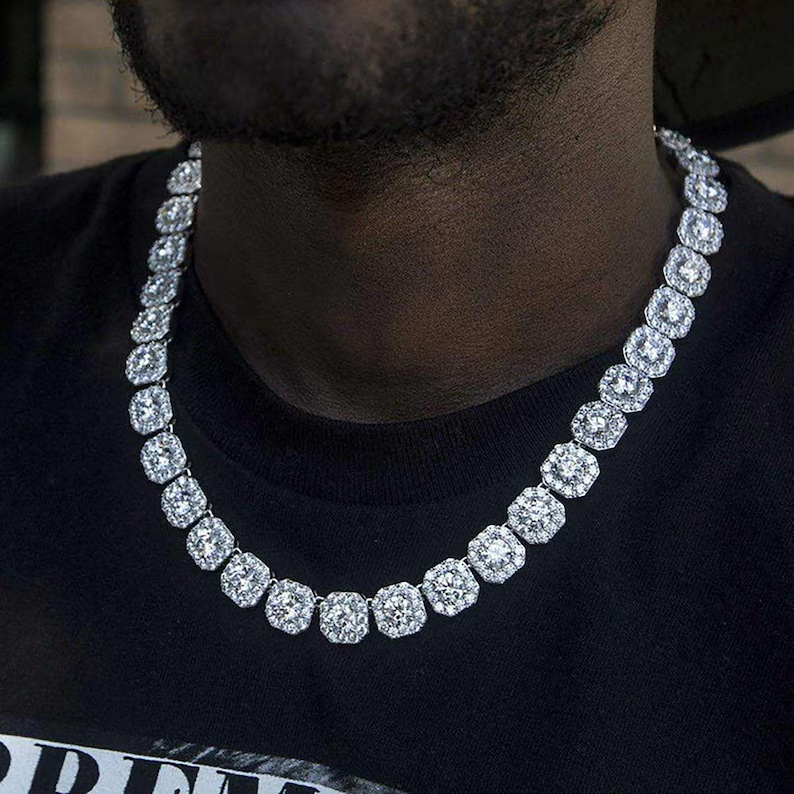 Hip Hop Style 12mm Iced Out Diamond Tennis Chain for Men-silviax