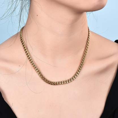 12mm Cuban Link Chain Gold Plated Hypoallergenic Hip Hop Jewelry Necklace For Men Women-silviax