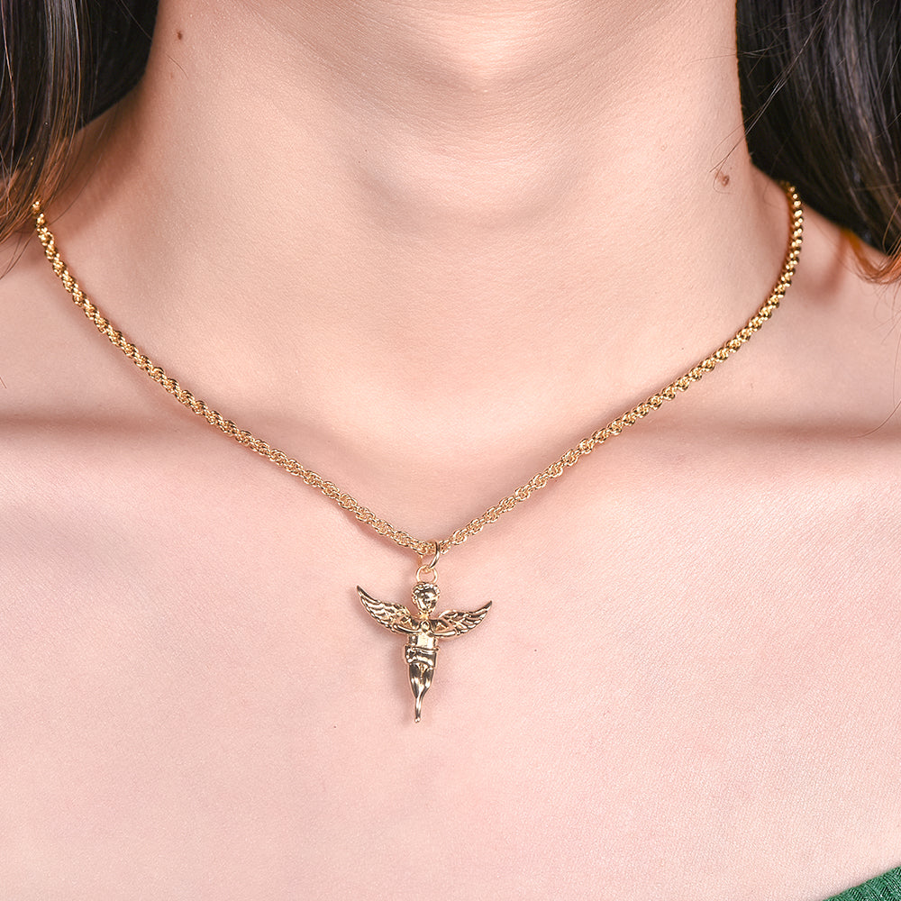 Angel Heavenly Guardian Pendant Charm Gold Plated Necklace – silviax