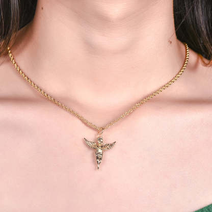 Angel Heavenly Guardian Pendant Charm Gold Plated Necklace-silviax