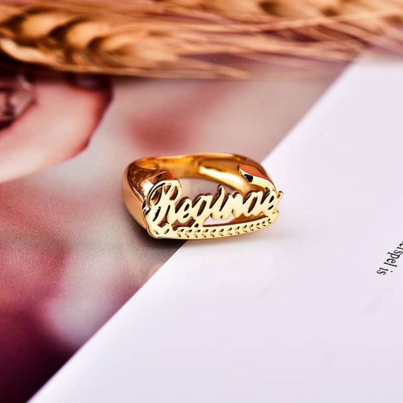 Gold Plated Personalized Customized Name Ring-silviax