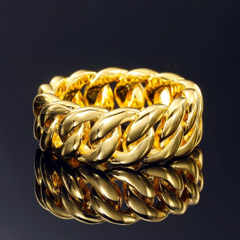 10mm Cuban Gold Plated Ring-silviax
