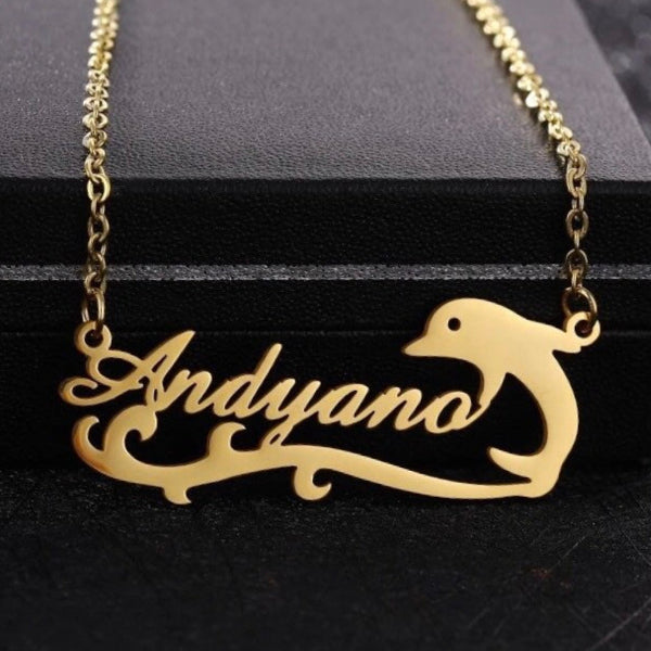 Cute Dolphin Personalized Custom Gold Plated Name Necklace-silviax