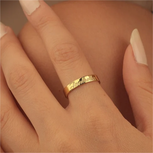 Personalized Gold Plated Engraved Name Ring Engagement ring-silviax