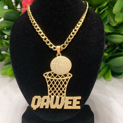 Sports Basketball Nameplate Pendant Personalized Custom Name Necklace-silviax