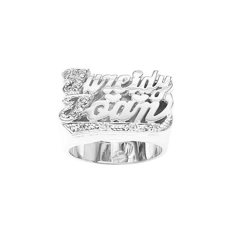 Two Tone Two Names Heart Personalized Custom Gold Plated Name Ring-silviax