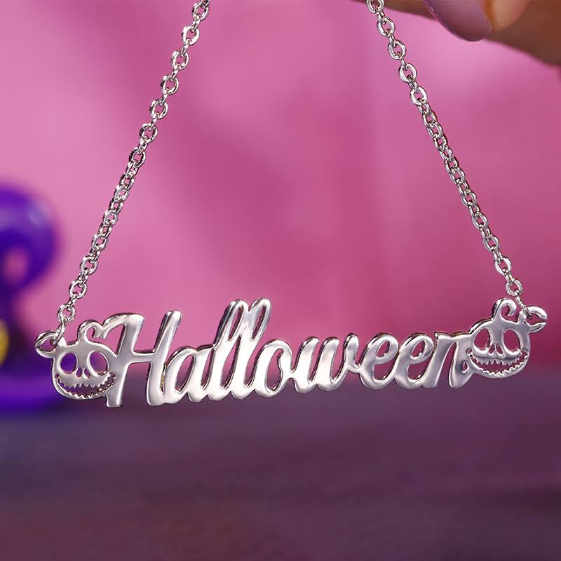 Halloween Double Pumpkins Personalized Custom Gold Plated Name Necklace