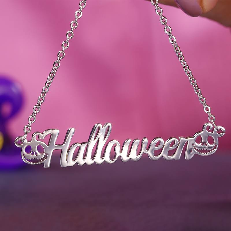 Halloween Double Pumpkins Personalized Custom Gold Plated Name Necklace-silviax
