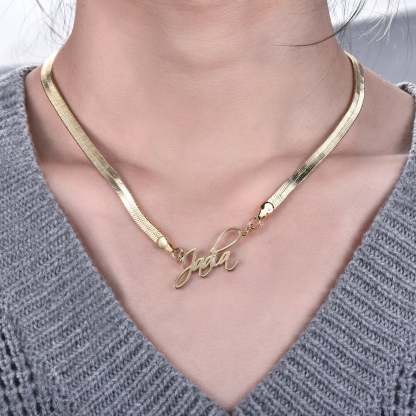 Flat Snake Chain Personalized Custom Gold Plated Name Necklace-silviax