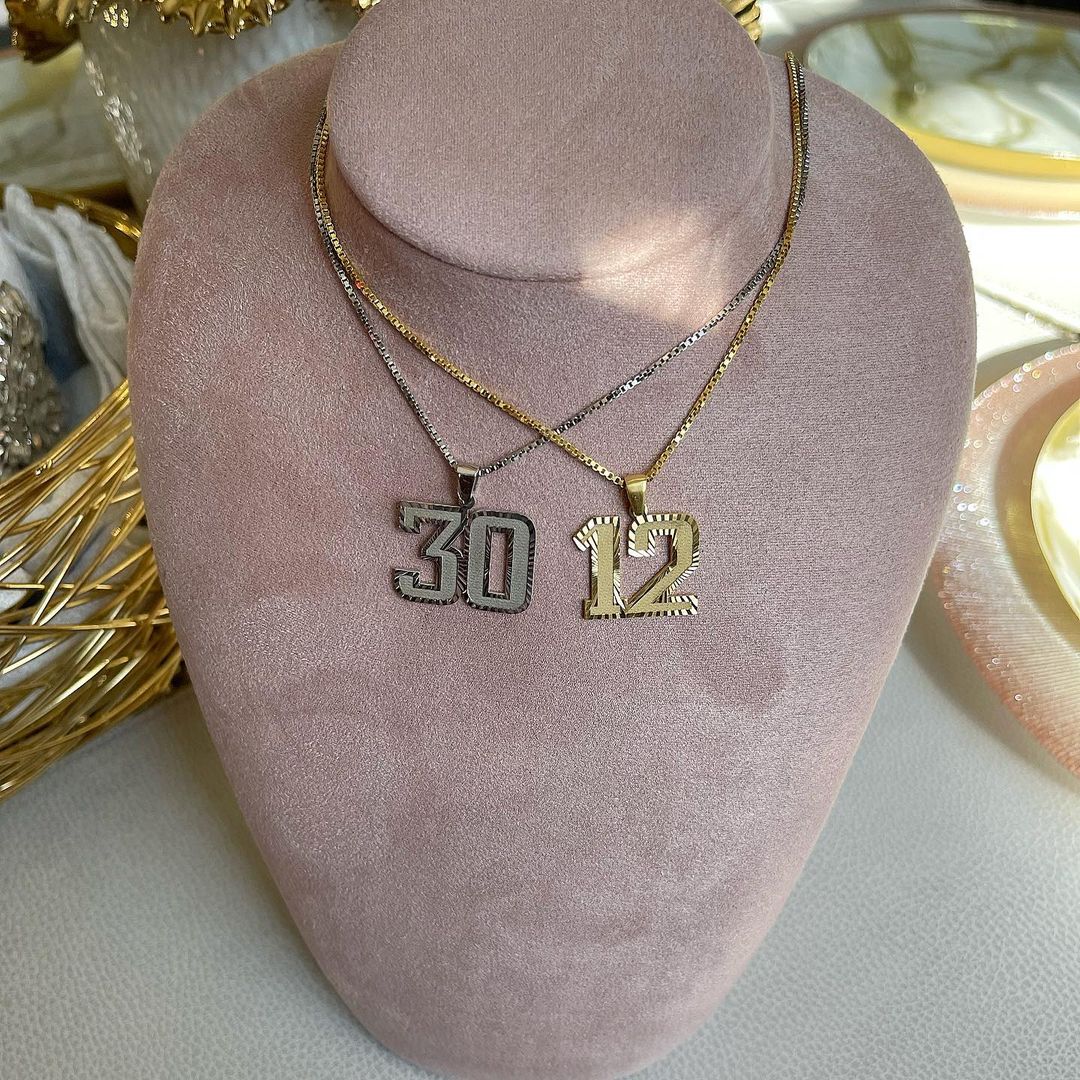 Custom Gold Plated Number Pendant Necklace-silviax