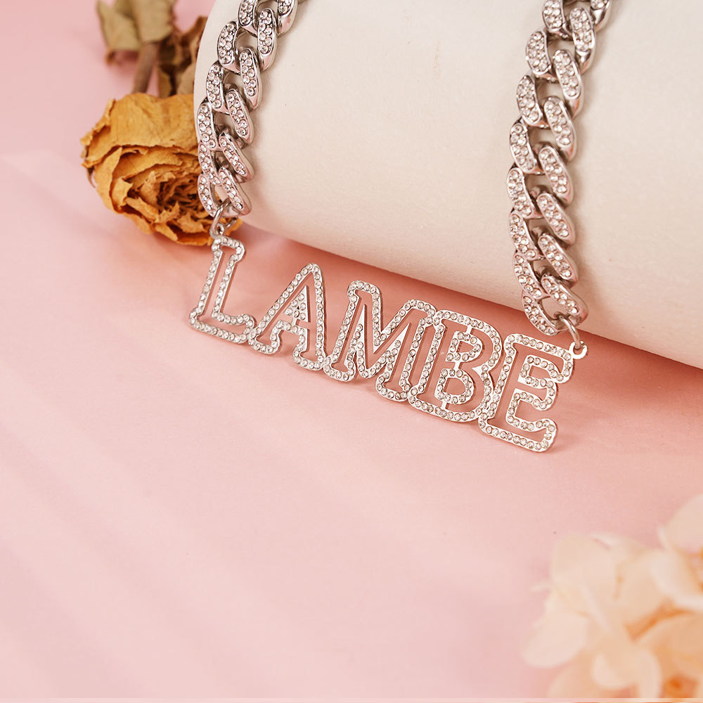 Hip Hop Style Cuban Chain Hollow Capital Letter Custom Initial Name Necklace-silviax
