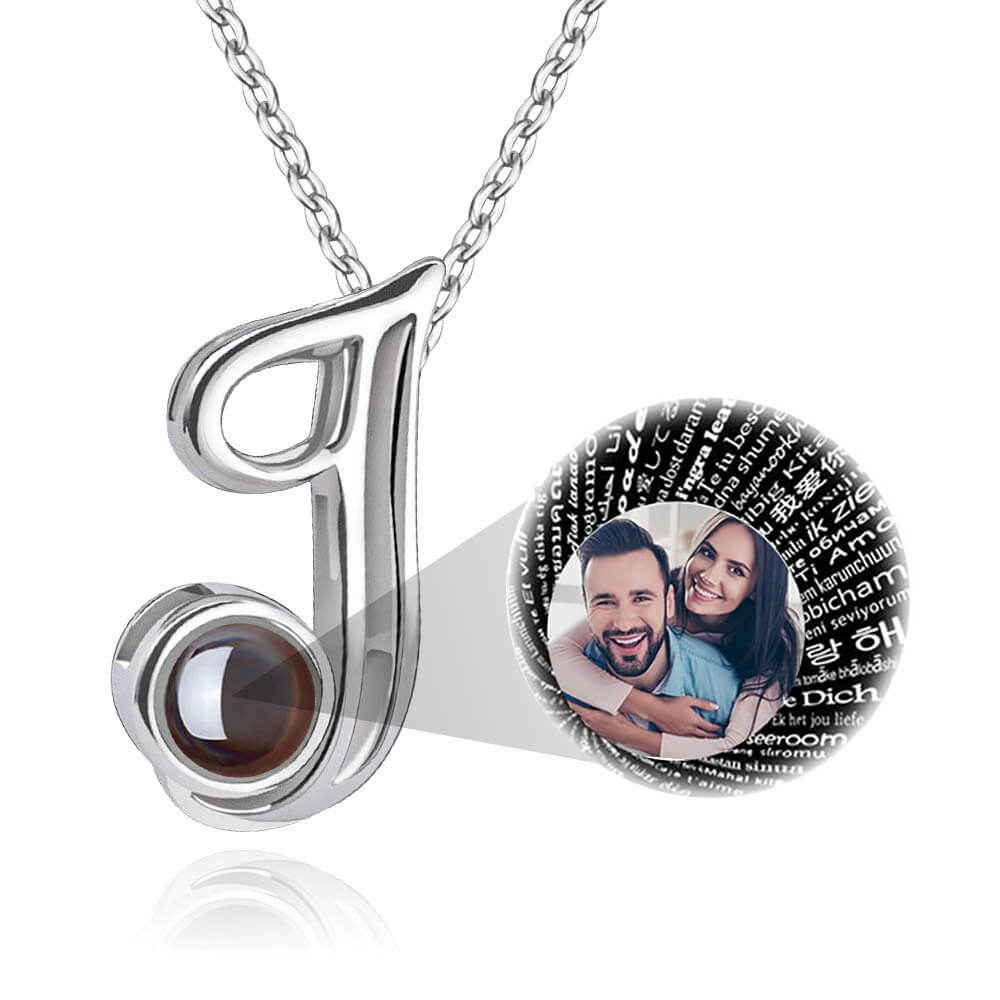 Initial Letter Pendant With Color Photo And 100 Languages “I Love You” Projection Personalized Custom Photo Necklace-silviax