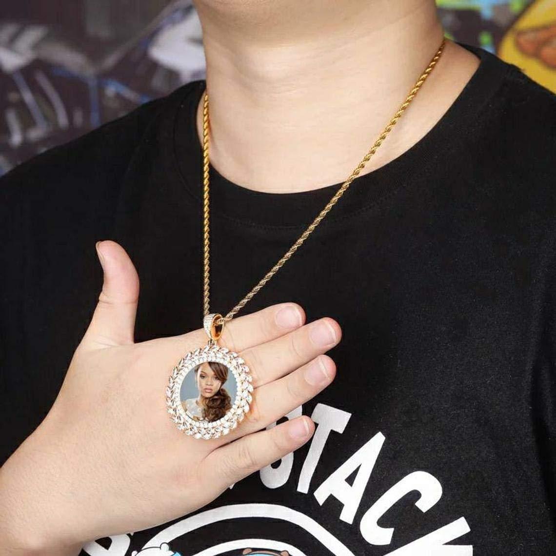 Custom Personalized Round Pendant Hip Hop Photo Necklace Gold Plated-silviax