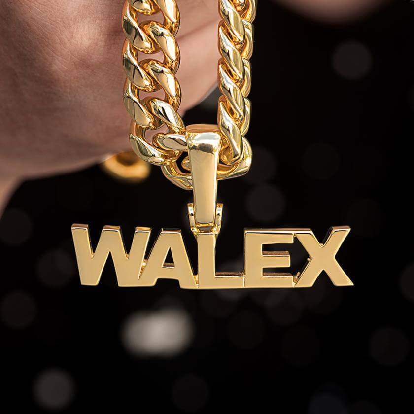 Capital Letter Nameplate Pendant Personalized Custom Name Necklace 6mm Cuban Chain-silviax