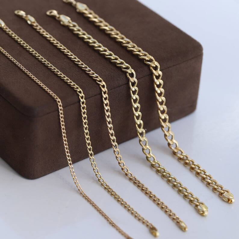 2-7mm Cuban Link Chain Gold Plated Bracelet-silviax