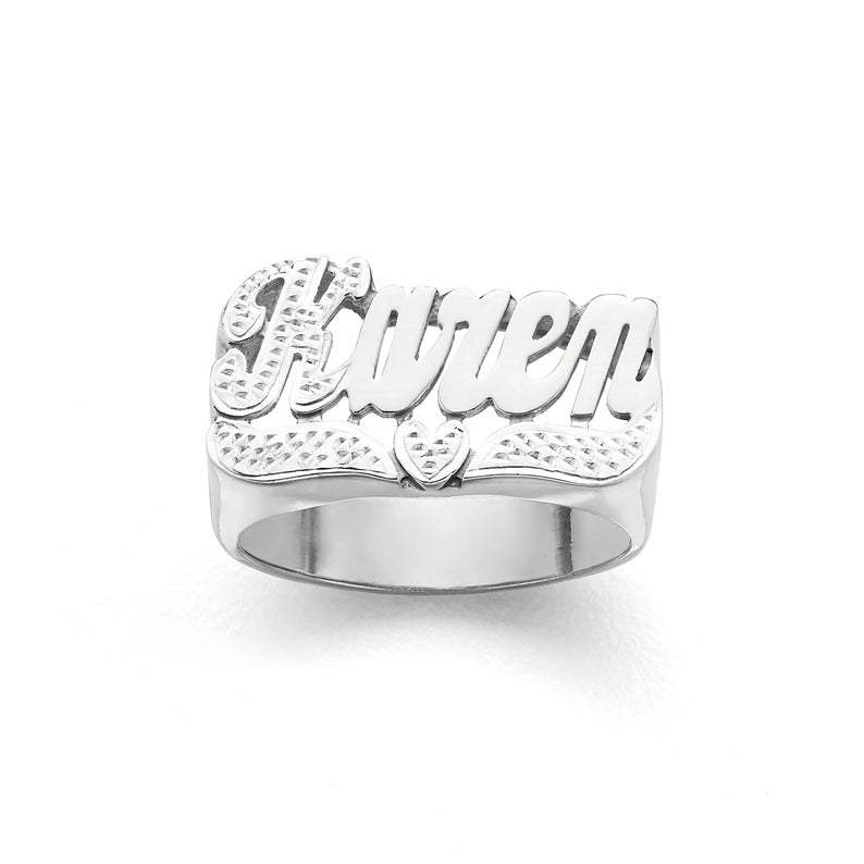 Two Tone Personalized Name Ring with Heart-silviax