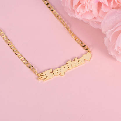 Italics Letters with Heart Nameplate Pendant Personalized Custom Name Necklace-silviax