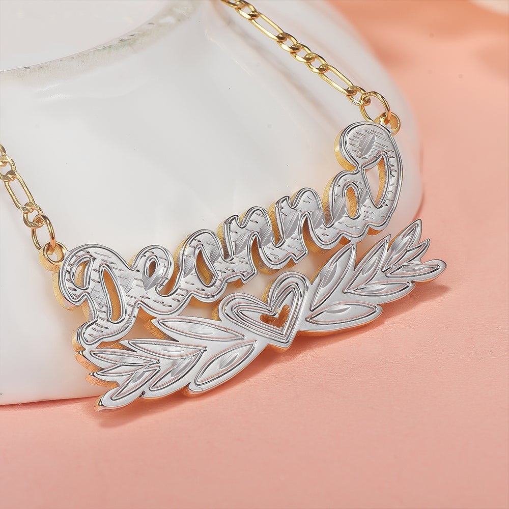 Two Tone Personalized Wing Heart Name Necklace-silviax