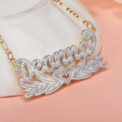 Two Tone Personalized Wing Heart Name Necklace-silviax