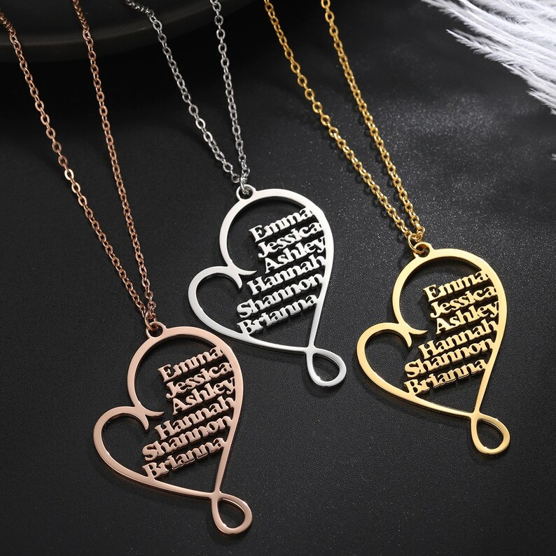 26 Names Heart Pendant Personalized Custom Gold Plated Name Necklace