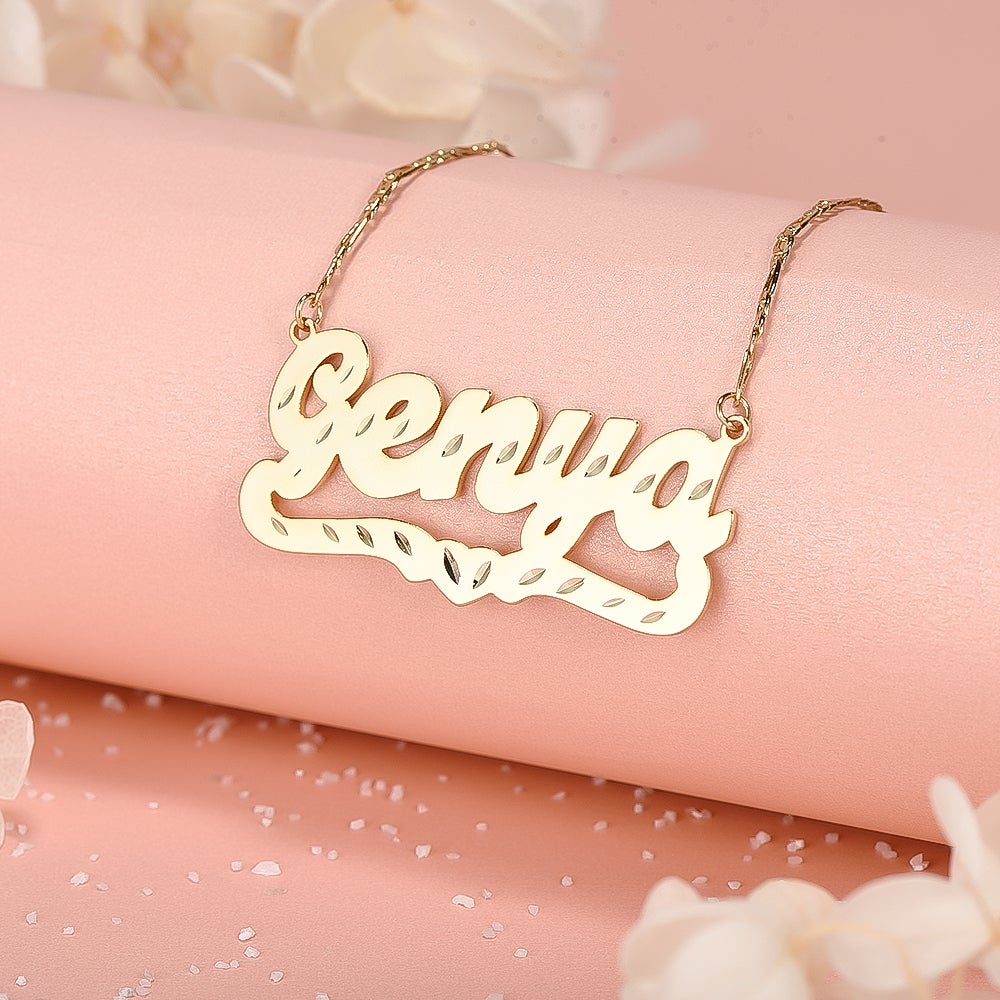 Diamond Cut Heart Gold Plated Personalized Name Necklace-silviax