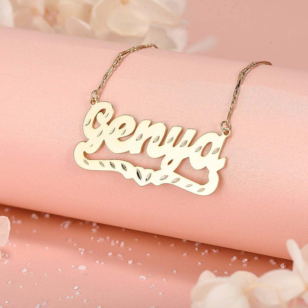 Diamond Cut Heart Gold Plated Personalized Name Necklace-silviax