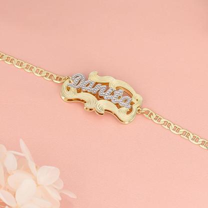 Double Layer Two Tone Gold Plated Personalized Name Bracelet-silviax