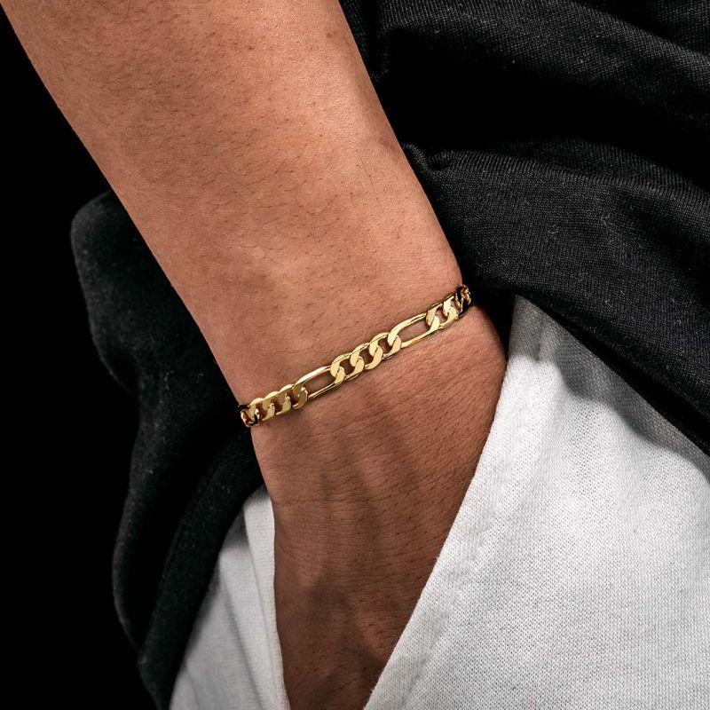 5mm Figaro Chain Gold Plated Bracelet-silviax