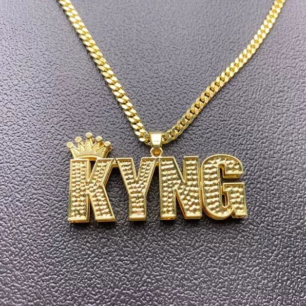 Crown Personalized Custom Double Layer Gold Plated Initial Name Necklace Hip Hop Style