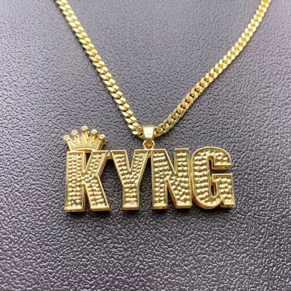 Crown Personalized Custom Gold Plated Initial Name Necklace Hip Hop Style-silviax