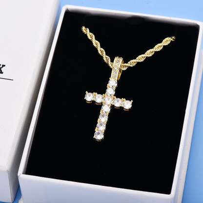 Cross Pendant Hip Hop Jewelry Street-wear Urban Style for Men & Women Gold Plated-silviax