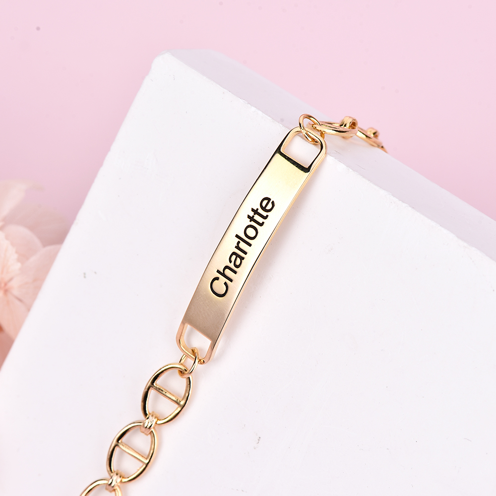 Personalized Custom Engraved Bar Name Chain Bracelet Gifts for Women Men-silviax