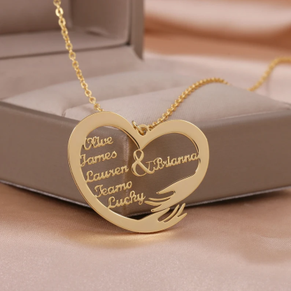 Heart Shaped Multiple Names Gold Plated Personalized Custom Name Necklace Family Gift -silviax