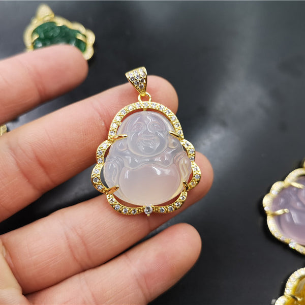Zirconia Smile Maitreya Buddha Pendant Necklace Gift For Mom-silviax