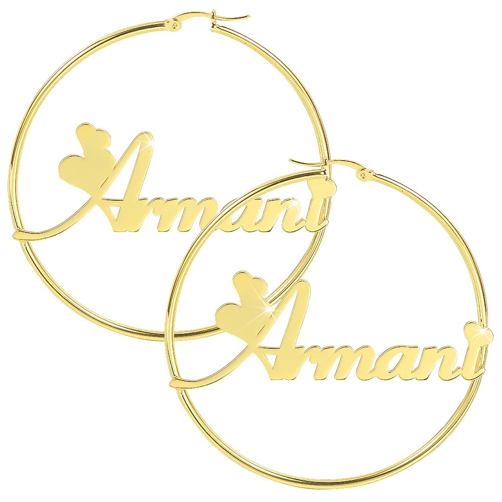 Gold Plated Personalized Love Font Hoop Name Earrings-silviax