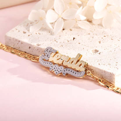 Two Tone Double Layer Custom Personalized Heart Name Anklet-silviax