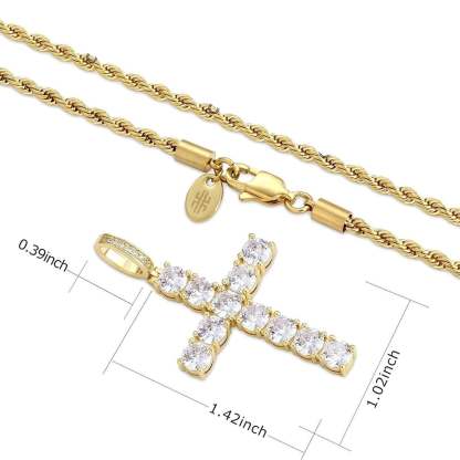 Cross Pendant Hip Hop Jewelry Street-wear Urban Style for Men & Women Gold Plated-silviax