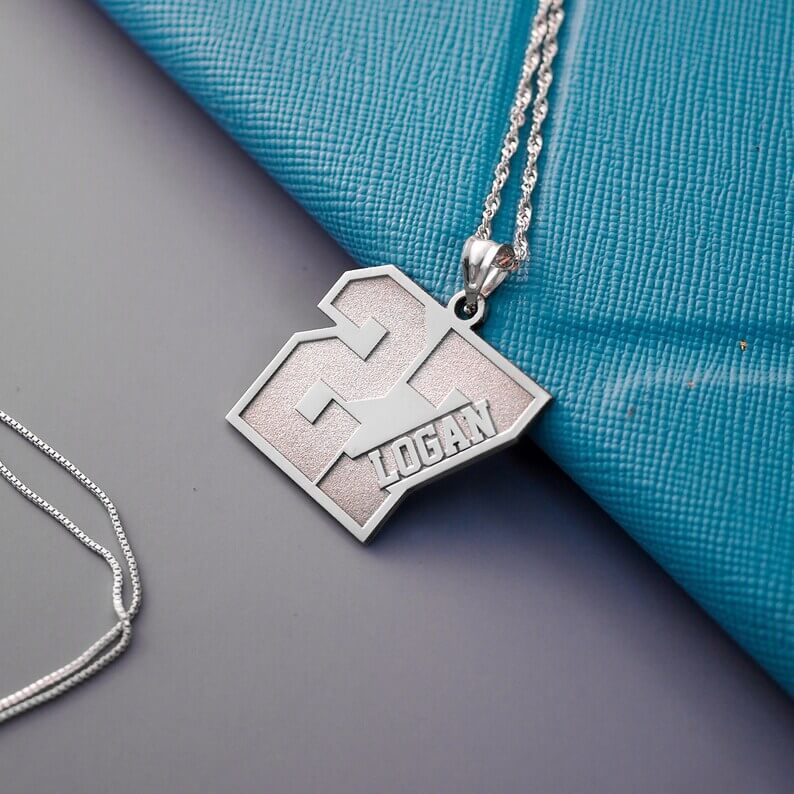 Number Pendant with Name Personalized Custom Gold Plated Number Necklace-silviax