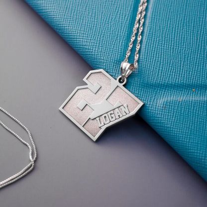 Number Pendant with Name Personalized Custom Gold Plated Number Necklace-silviax