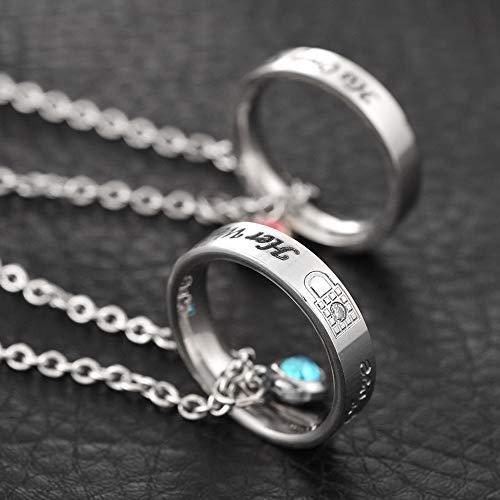 Engraved Ring Pendant With Birthstone Personalized Couples Necklaces Valentine's Day Gifts-silviax