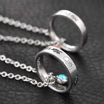 Engraved Ring Pendant With Birthstone Personalized Couples Necklaces Valentine's Day Gifts-silviax