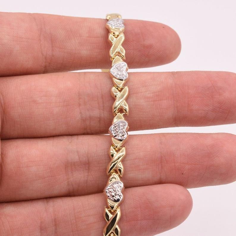 Two Tone Heart XOXO Chain Gold Plated Necklace-silviax