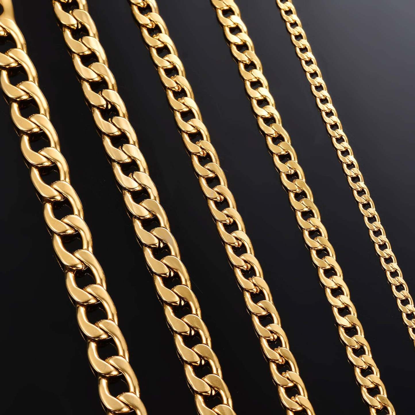 Cuban Link Chain 3mm-7mm Gold Plated Necklace-silviax