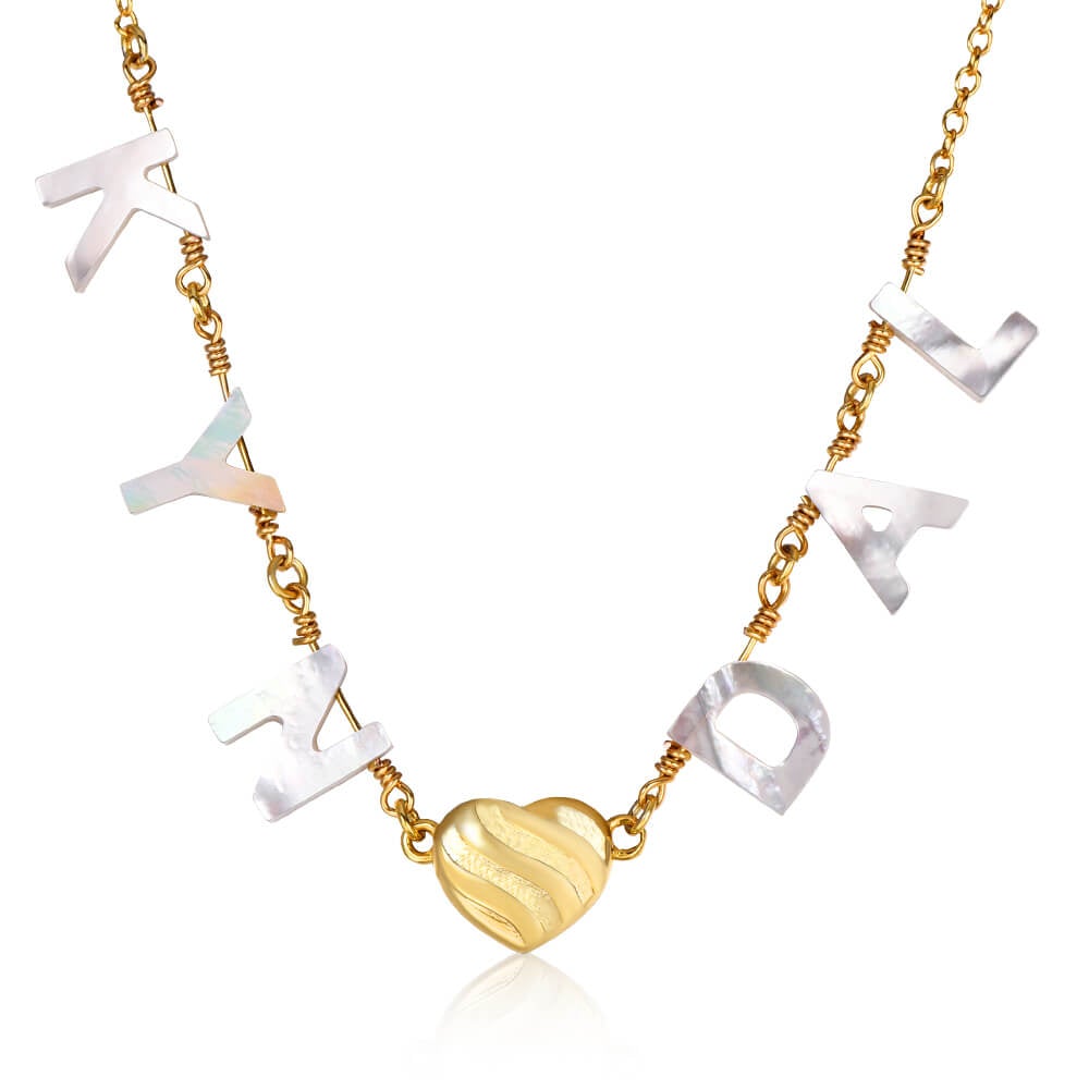 Enamel Capital Letter With Heart Pendant Personalized Custom Gold Plated Name Necklace-silviax