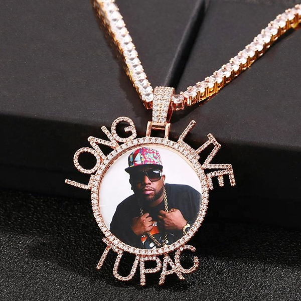 Tennis Chian Custom Photo Memory Circular Pendant Necklace With Slogan And Name-silviax