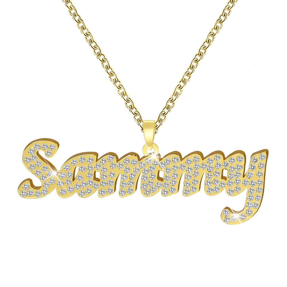Gold Plated Personalized Diamonds Name Necklace-silviax