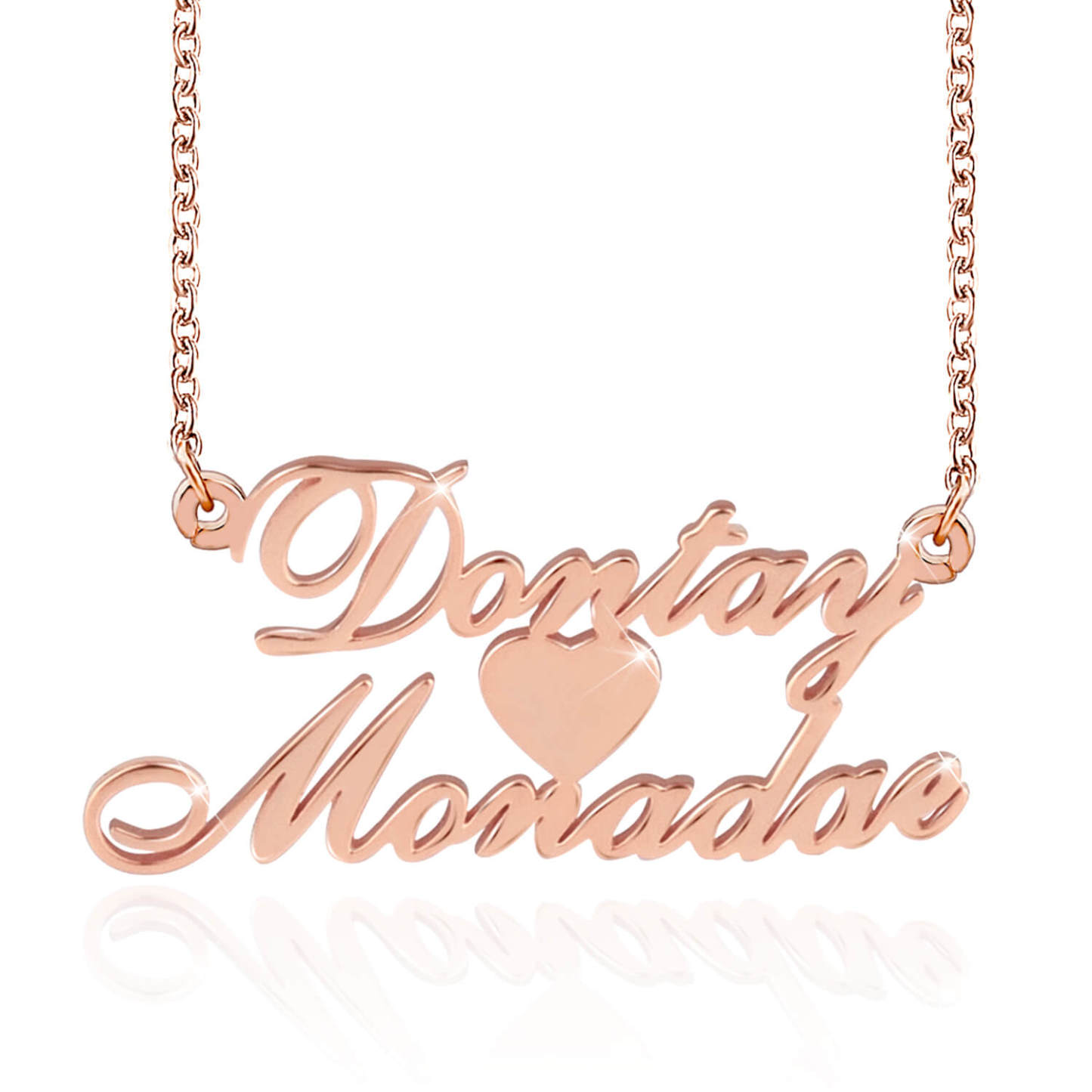 Heart Necklace In Middle With Two Names Gold Plated-silviax
