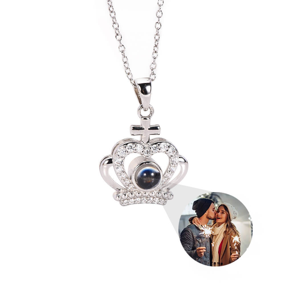Crown Pendant Personalized Color Photo Projection Necklace-silviax